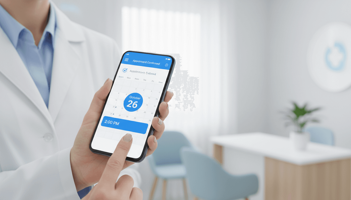 Mobile screen showing confirmed appointment date and time